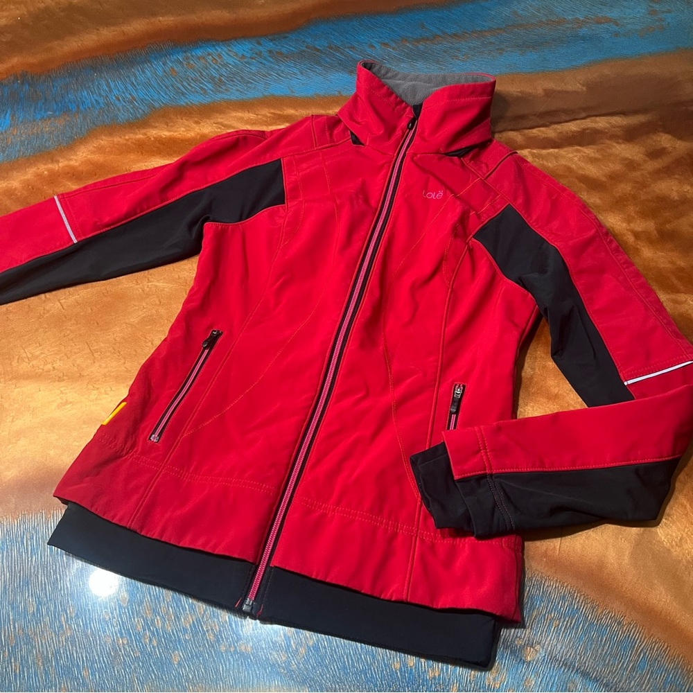 Lole Full zip jacket size small red black pink full zip Thumbholes
